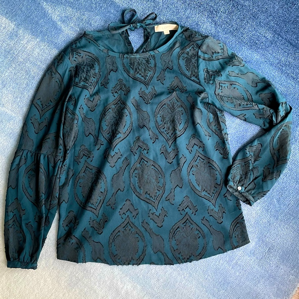 ⚠️LAST CHANCE LOFT Dark Teal Burnout Long Sleeve Top